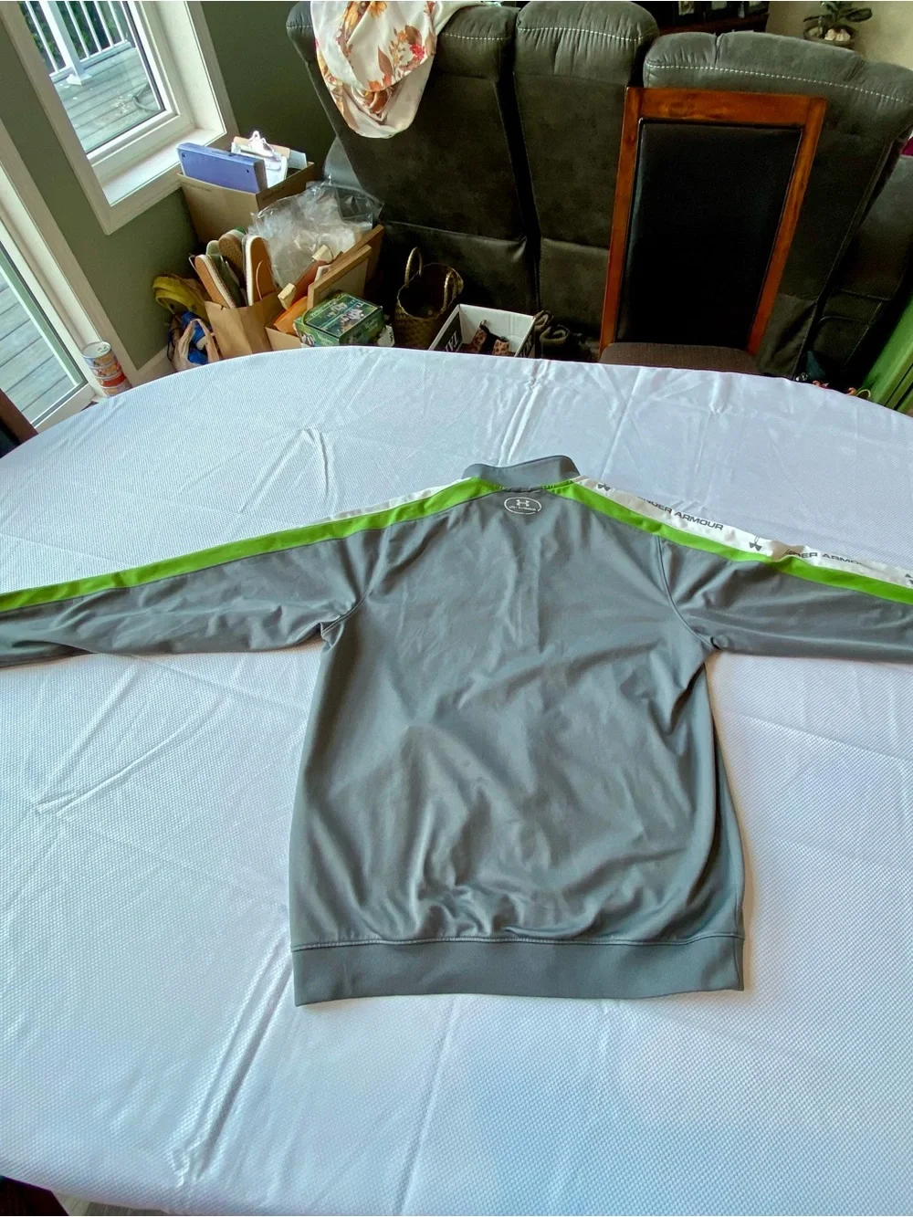 Under Armour Grey and Green Zip Track Jacket men’s medium loose